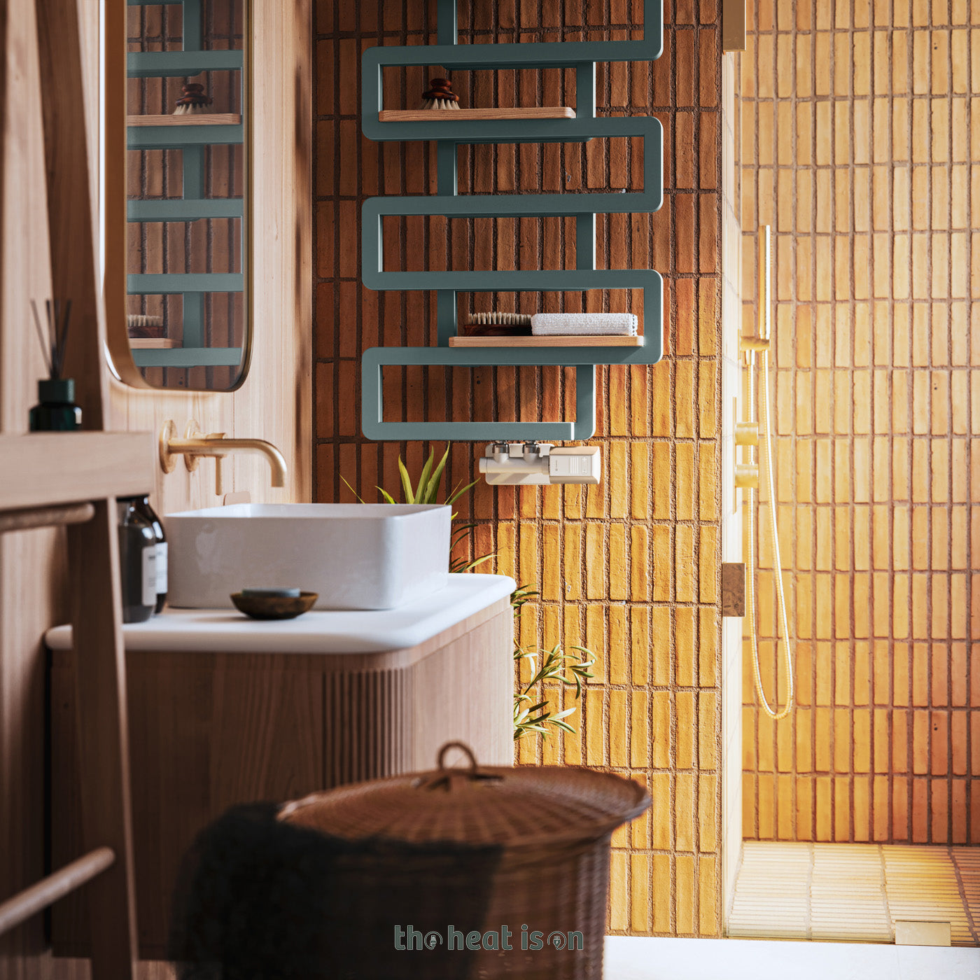 09_Wooden-Shelf-Accessory_-Oak_--for-Terma-BOOKIE-Towel-Rail_-400mm-Wide-Stand-Model