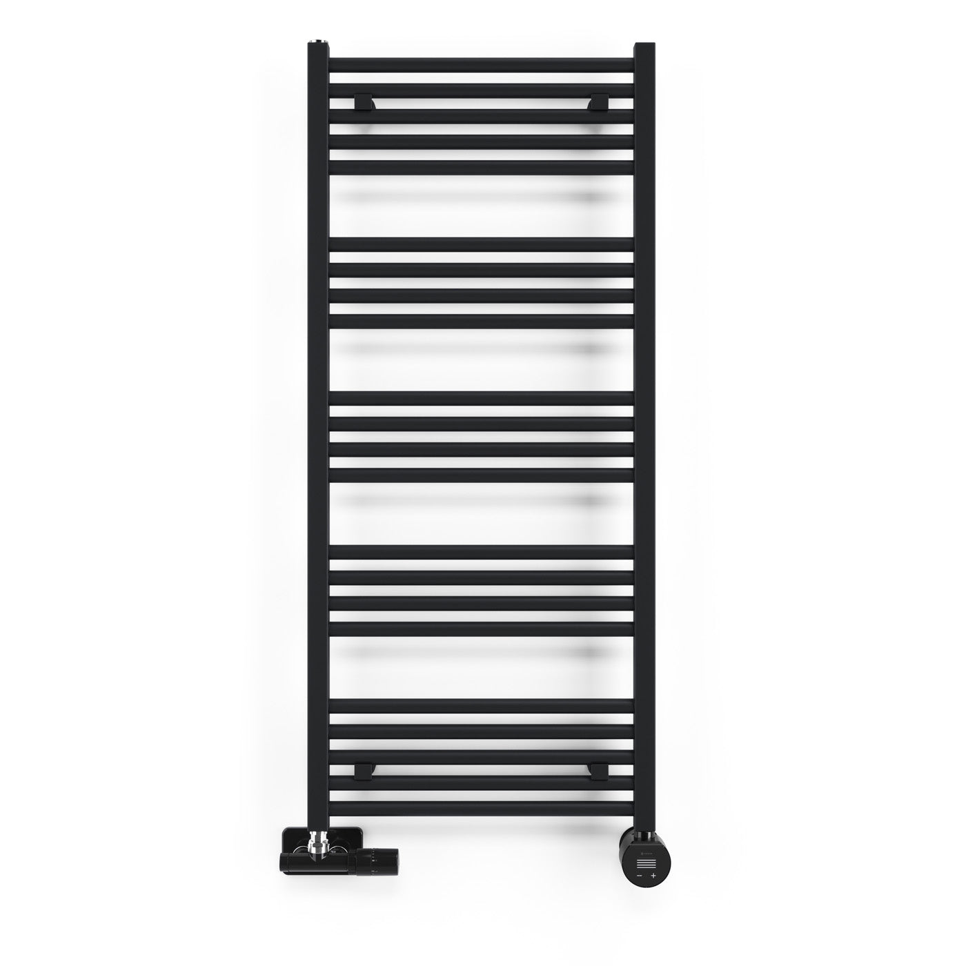 09_terma-fiona-dual-fuel-towel-rail_-1140h-x-500w_mm_-1662-btus_-600w_-matt-black-ral-9005-_with-unico-dual-fuel-valve-in-soft-black-_-veo-black_black-wi-fi-element_-30-60oc