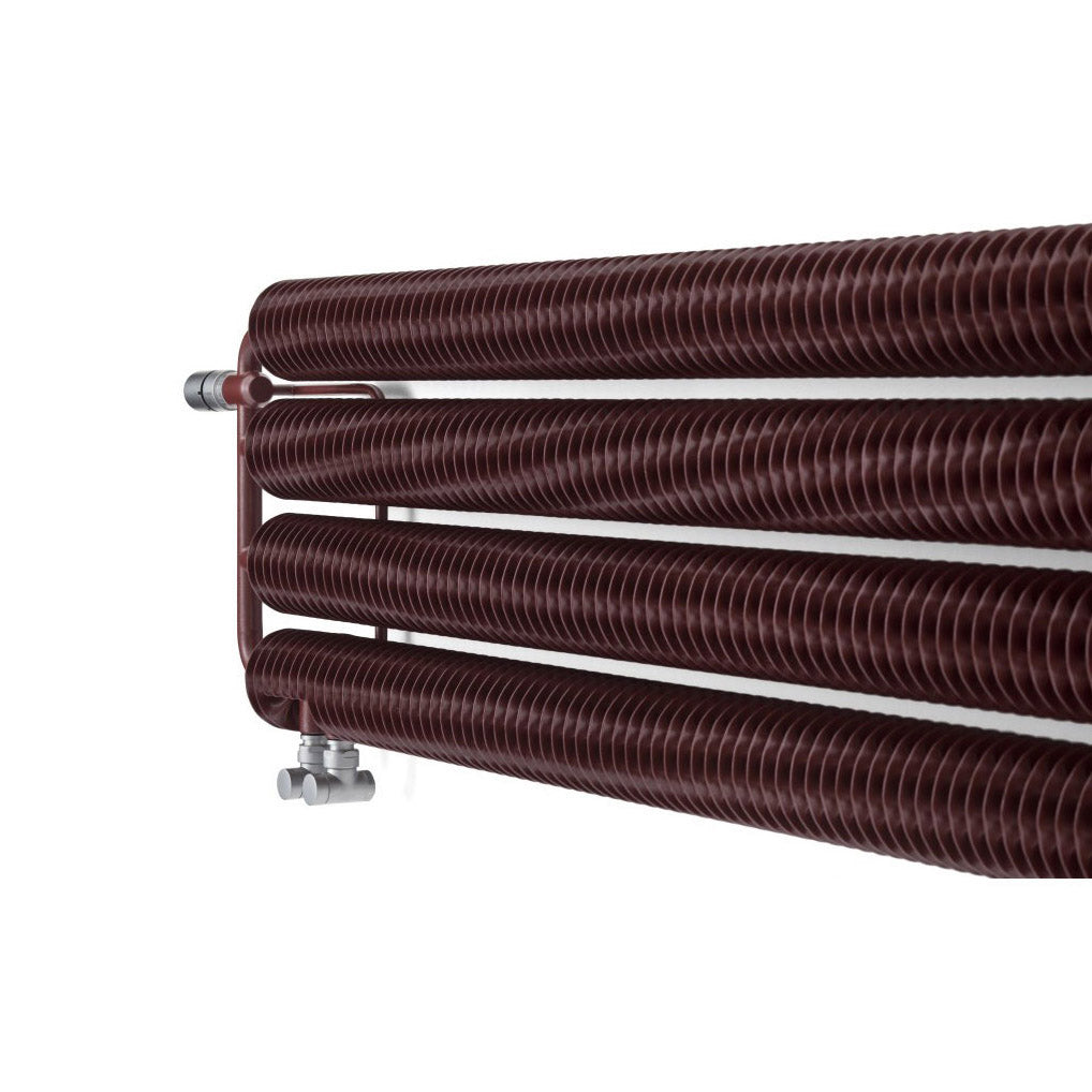 Terma RIBBON HWS, 390h x 1540w(mm), 3378 BTUs, Horizontal Designer Radiator, RAL 3007 Matt Black Red