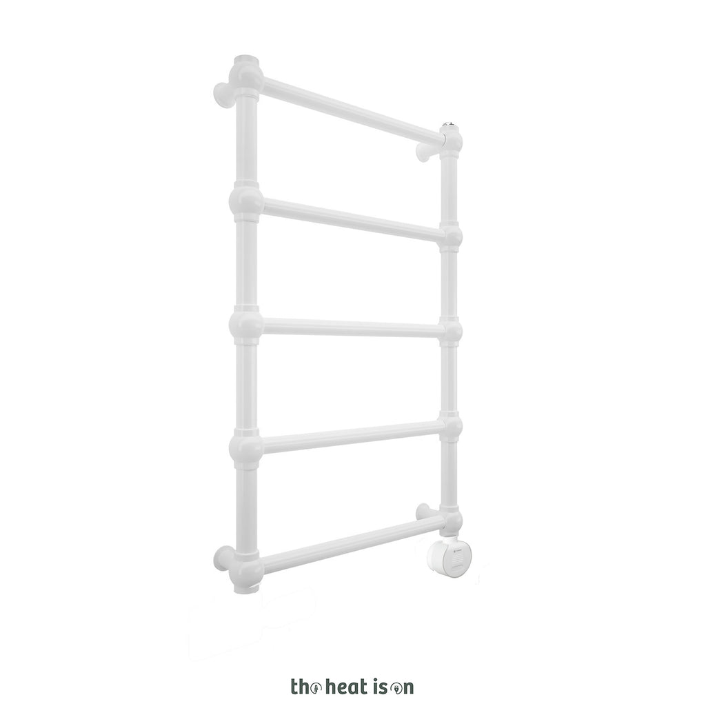 Terma RETRO E, 800h x 504w(mm), 200w Oil Filled Electric Towel Rail,  Matt White RAL 9016  with VEO Heating Element (30x Wi-Fi/manual control settings (15 to 30¡c room temp.), 7 day timer/2 hour drying func., with UK Plug