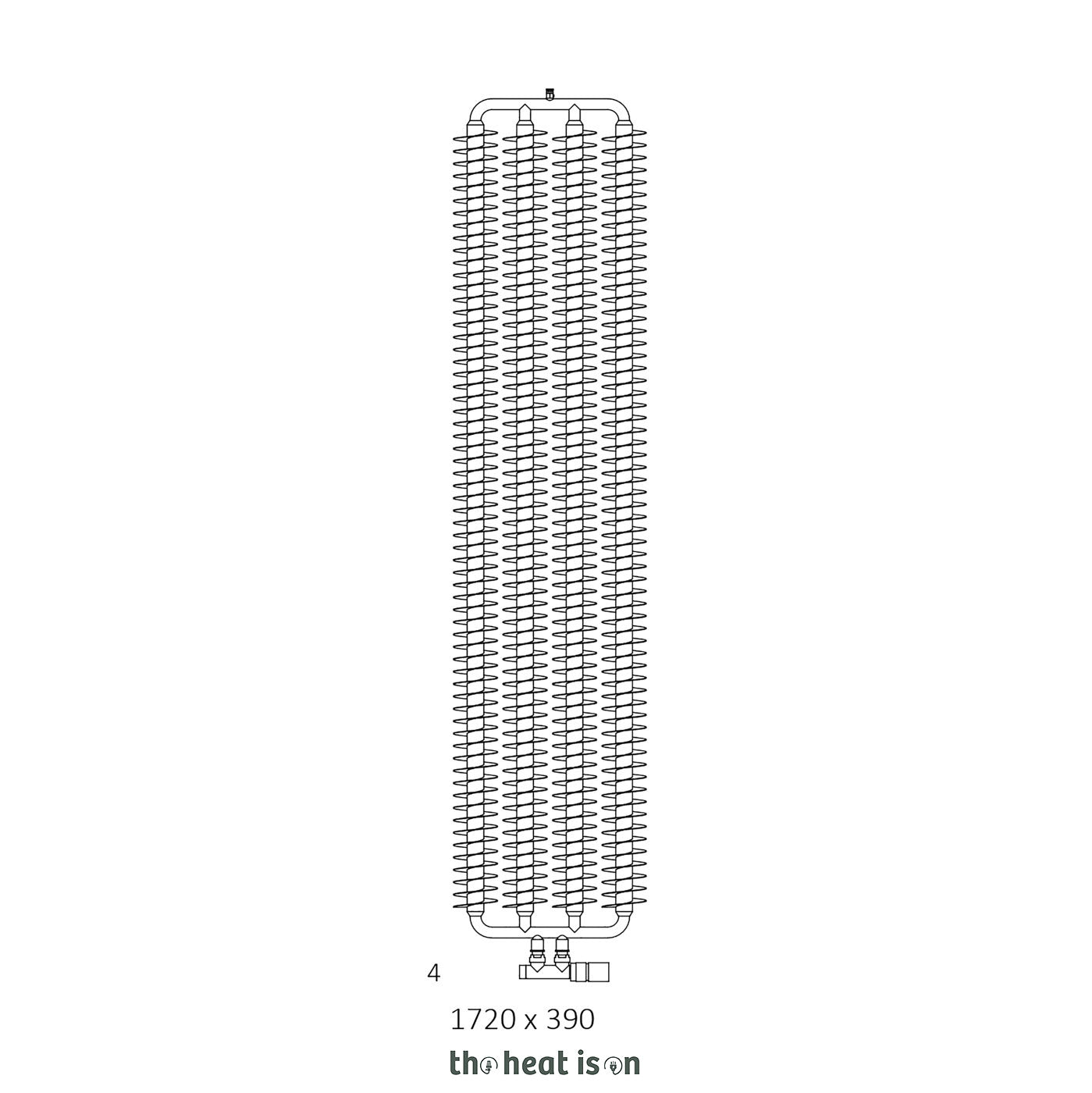 Terma RIBBON V, 1720h x 390w(mm), 2975 BTUs, Vertical Designer Radiator, RAL 3020 Matt Traffic Red
