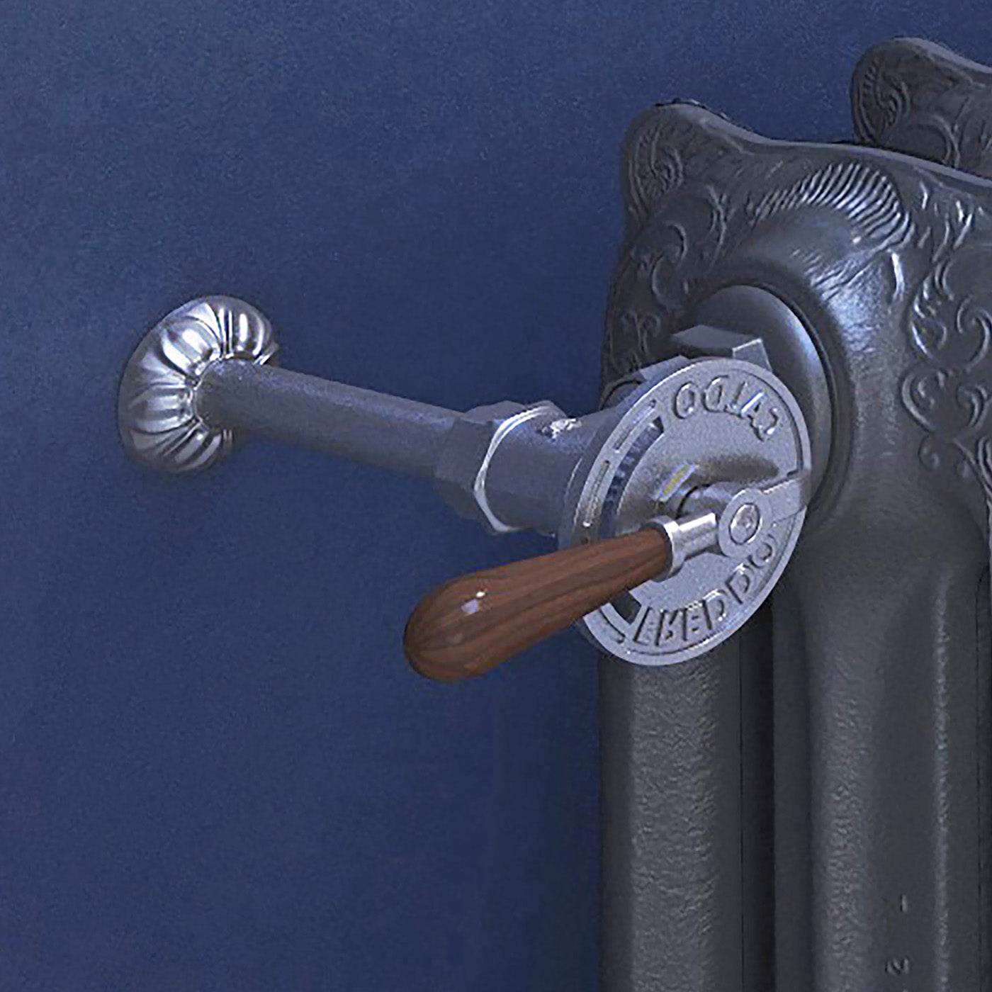 Thermostatic Radiator Valves (TRVs) & Pipe Masking,  Raw Metal, LEFT or RIGHT SIDED, ANGLED, ARTISTIC with HANDLE