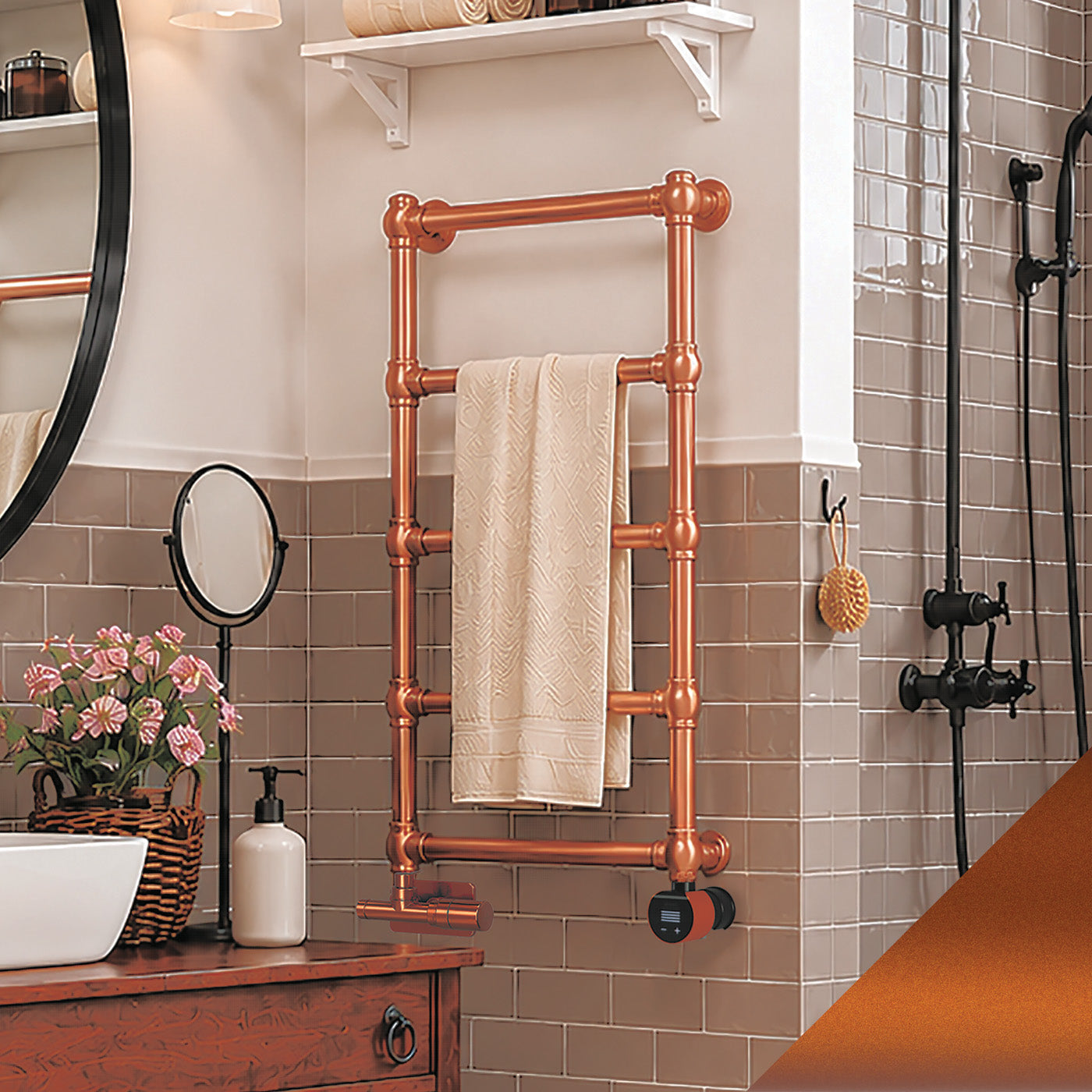 11-2terma-retro-dual-fuel-towel-rail-800h-x-504wmm-717-btus-200w-true-copper-premium-wet-paint-with-unico-dual-fuel-valve-in-true-copper-veo-black-true-copper-wi-fi-element-30-60-c