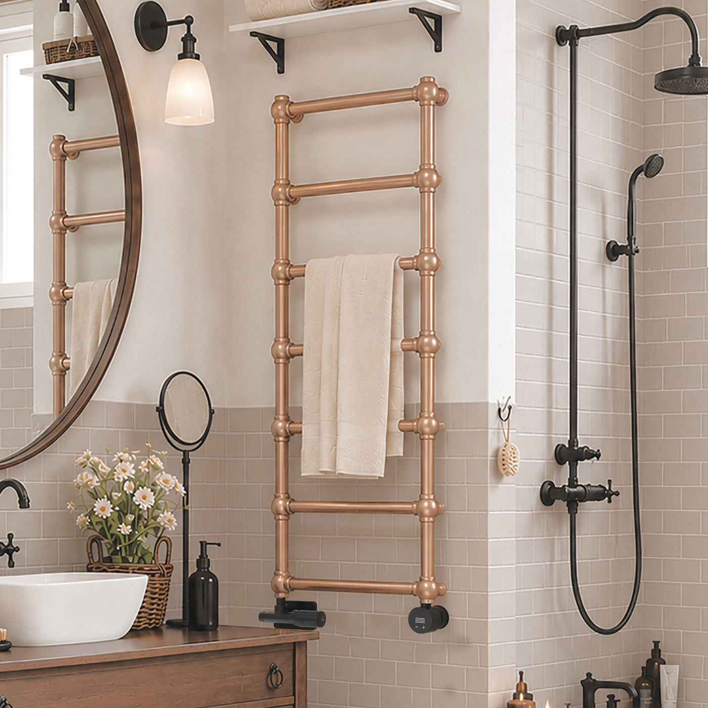 11-terma-retro-dual-fuel-towel-rail_-1170h-x-504w_mm_-1051-btus_-300w_-bright-copper-_with-unico-dual-fuel-valve-in-bright-copper--_-veo-black_black-wi-fi-element_-30-60_c