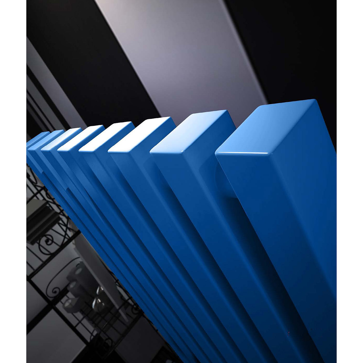 Terma TRIGA Dual Fuel Radiator, 3279 BTUs/ 1kw, 1900h x 380w(mm), Matt Signal Blue RAL 5005 (with UNICO Dual Fuel Valve in Matt Black & KTX 4 Blue Element in Black, 30-60oc)