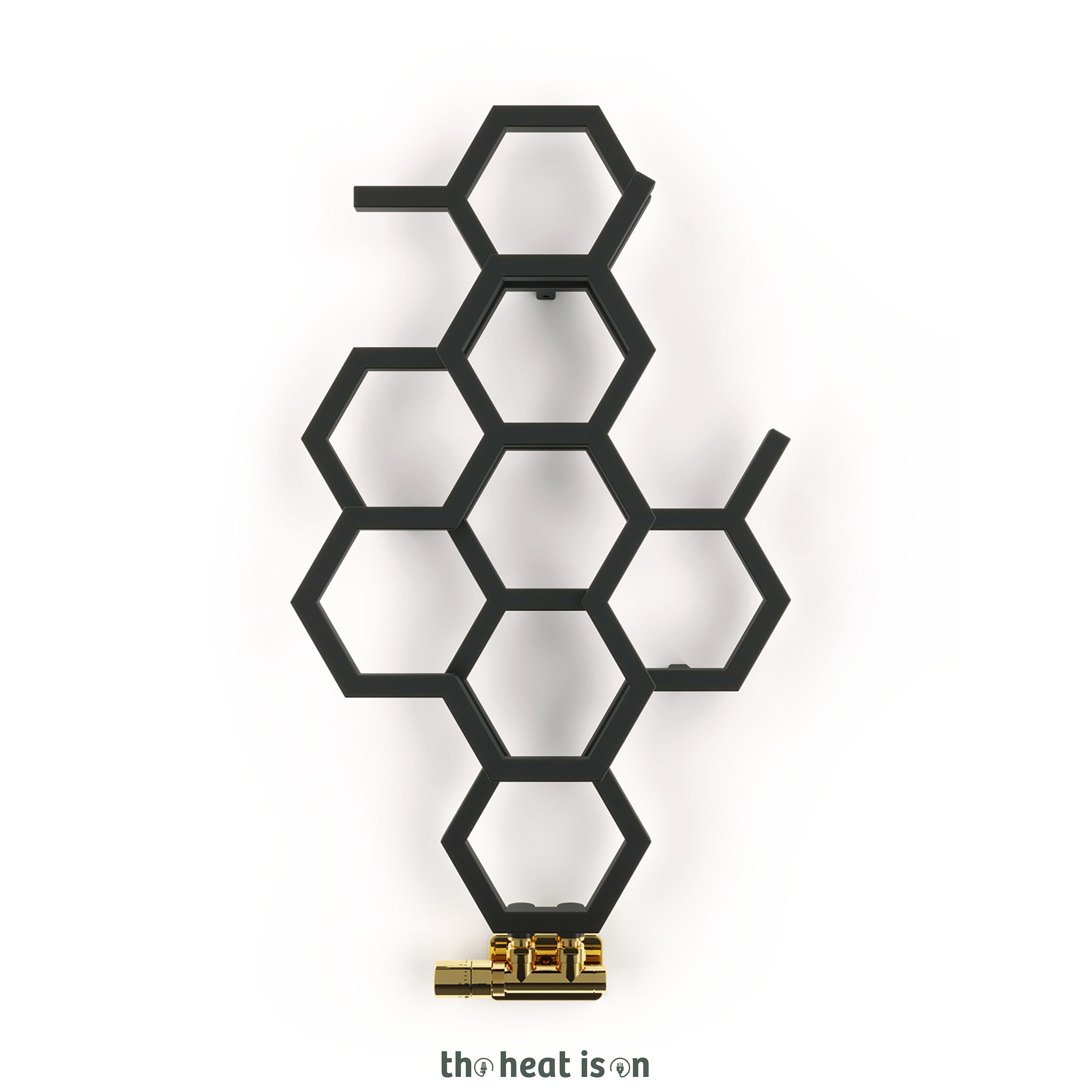 Terma HEX, 821h x 486w(mm), 846 BTUs Designer Radiator, Soft 9005 (Matt Black)