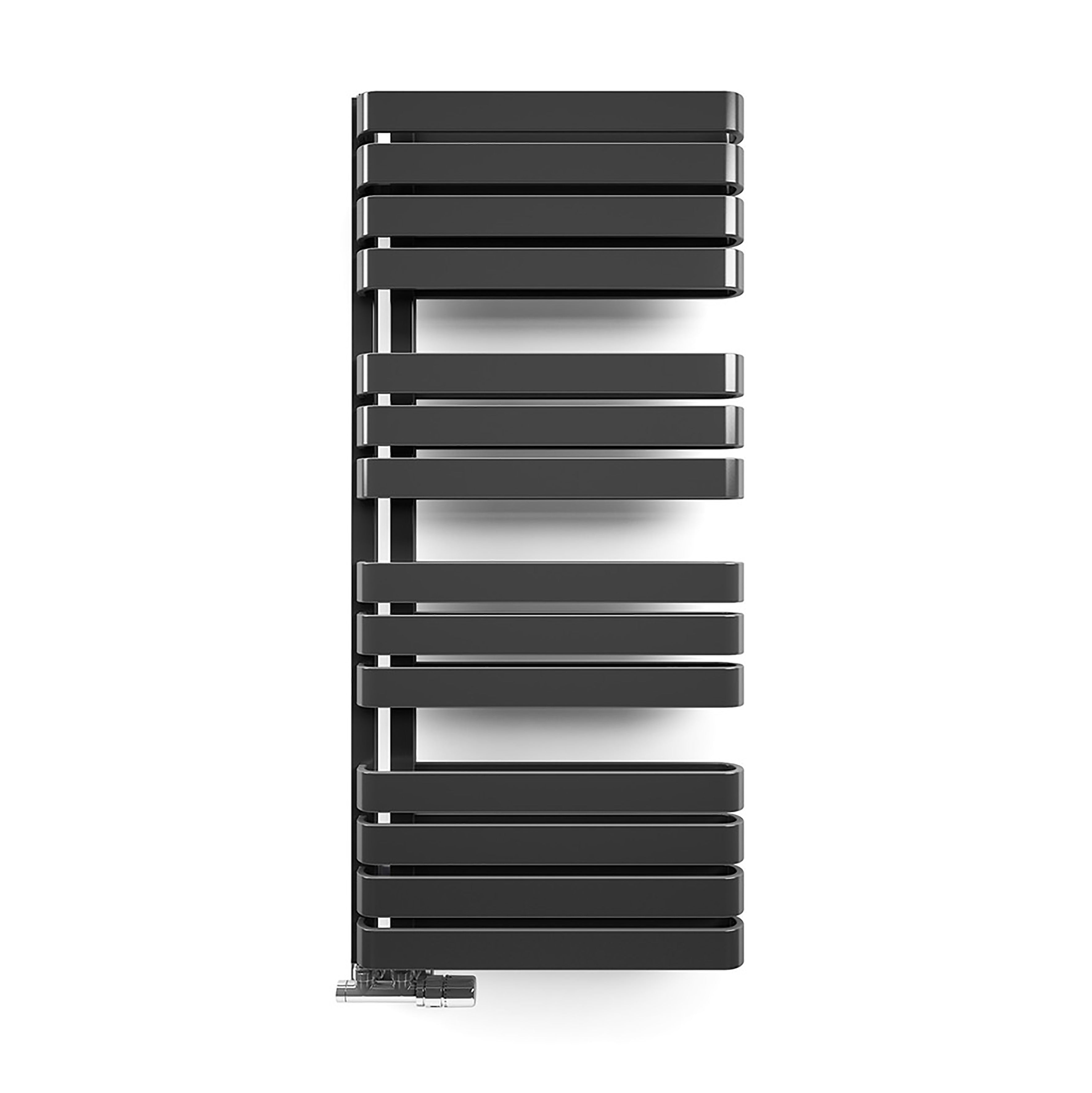 Terma WARP S, 1110h x 500w(mm), 2607 BTUs Heated Towel Rail, RAL 9005 Matt Black