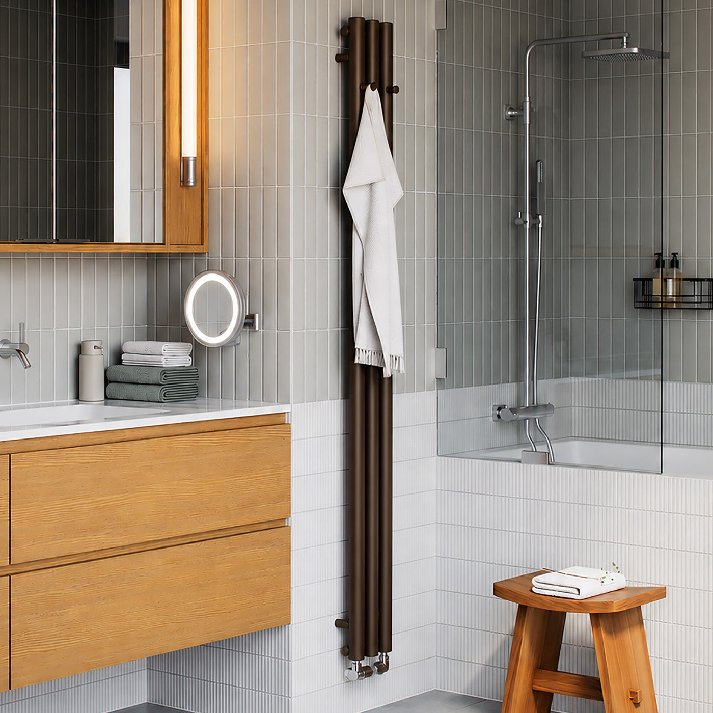 Terma ROLO HANGER, 1800h x 205w(mm), 1616 BTUs Vertical Radiator, Dark Bronze