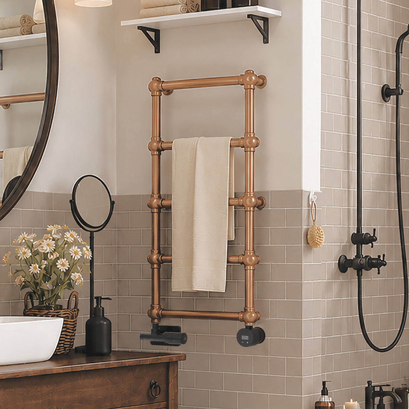 12-terma-retro-dual-fuel-towel-rail_-800h-x-504w_mm_-717-btus_-200w_-bright-copper-_with-unico-dual-fuel-valve-in-bright-copper--_-veo-black_black-wi-fi-element_-30-60_c