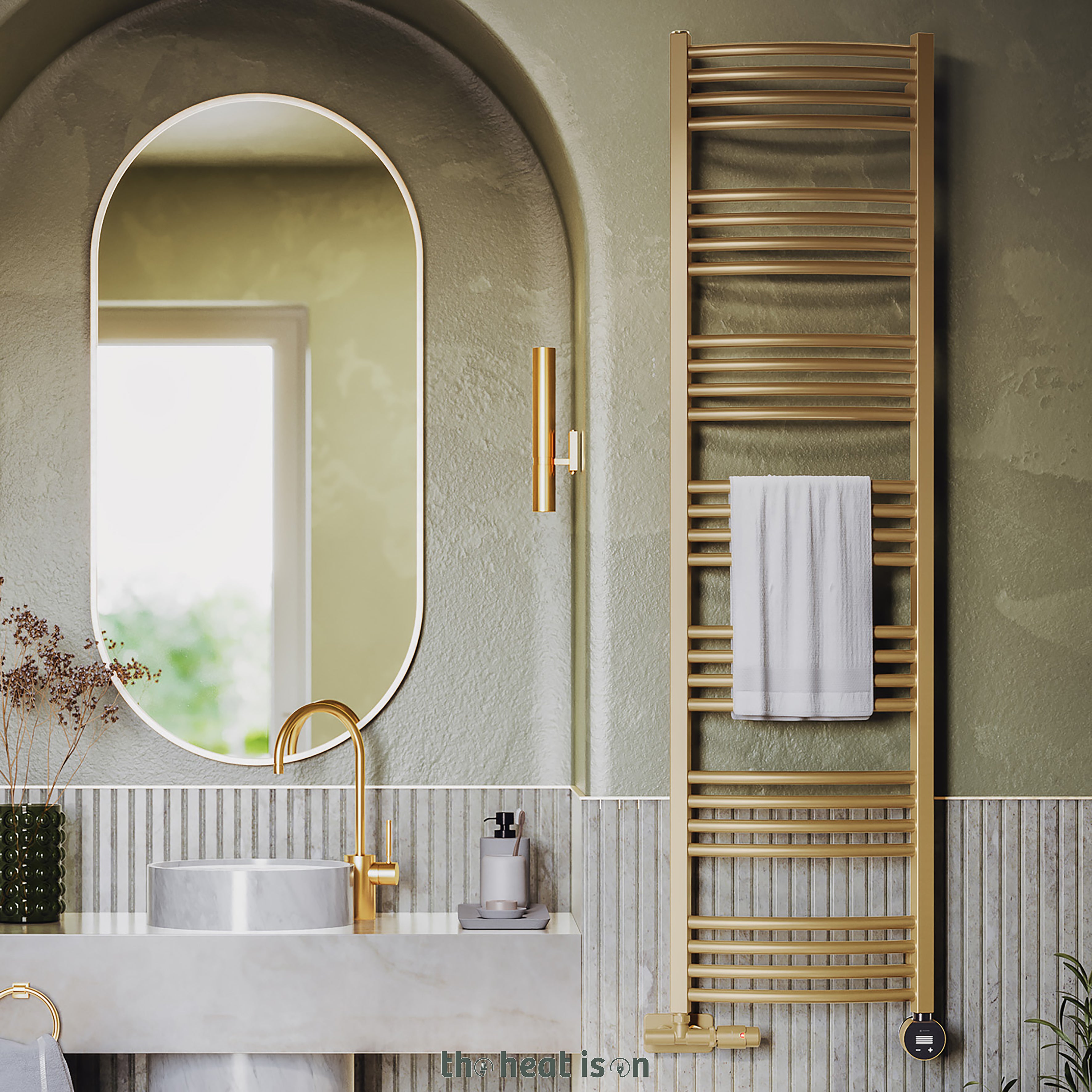 12_01_Terma-LENA_-1620h-x-436w_mm_-2117-BTUs_600w-Dual-Fuel-Towel-Rail-_with-Matching-UNICO-Dual-Fuel-Valve-_-VEO-Black_Brass-Wi-Fi-Element_-Brass