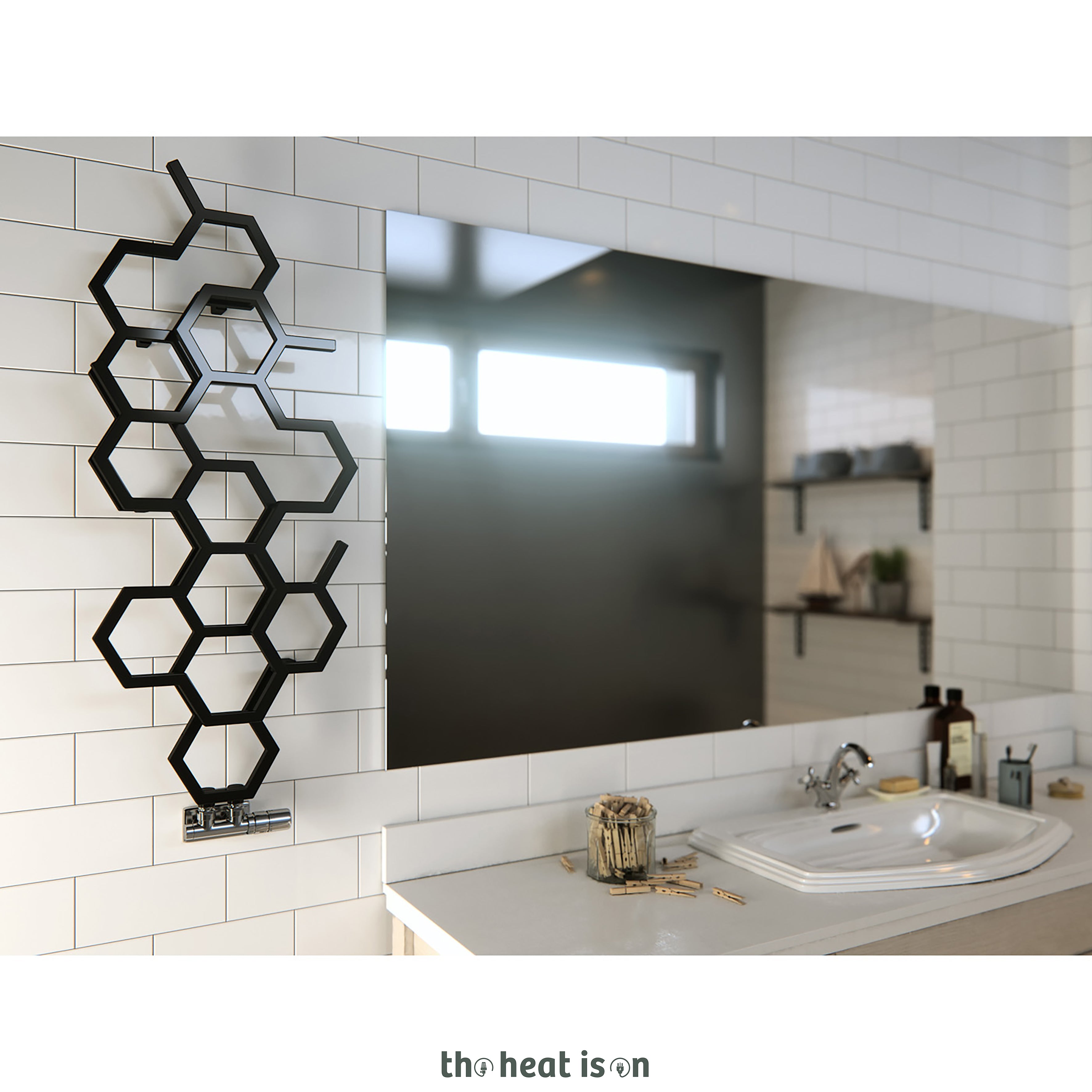 Terma HEX, 1220h x 486w(mm), 1180 BTUs Designer Radiator, Soft 9005 (Matt Black)