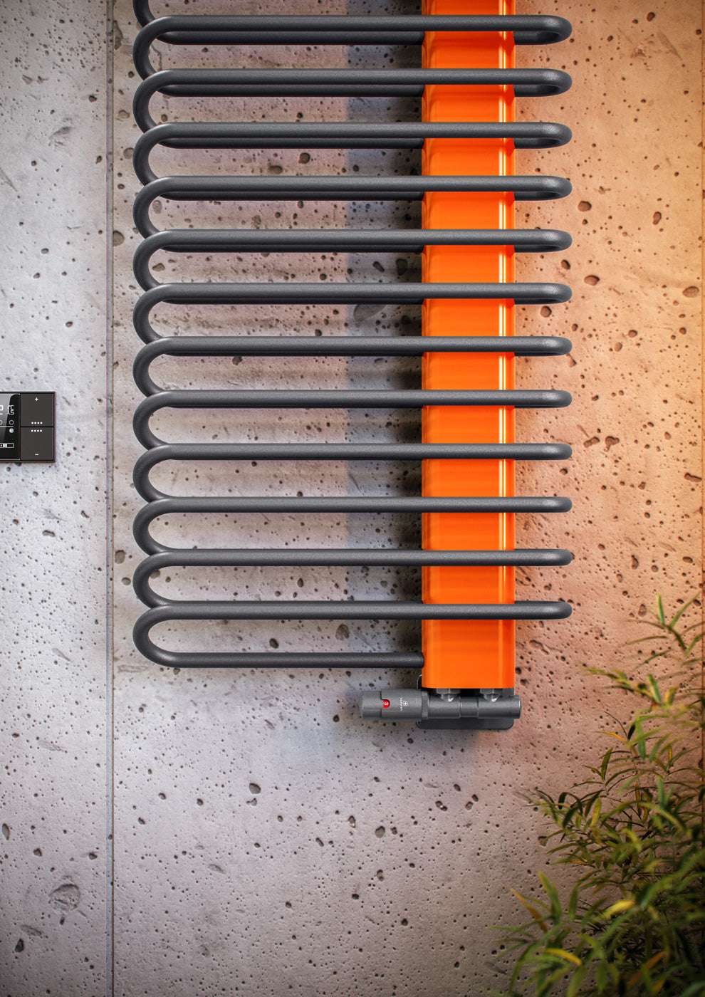 12_Terma-MICHELLE_-1200h-x-500w_mm_-2459-BTUs-Heated-Towel-Rail_-Graphite-Grey-_Bars_-Orange-RAL-2003-_Masking