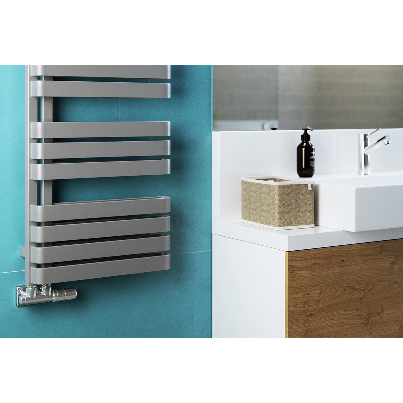 Terma WARP S, 1110h x 500w(mm), 2605 BTUs Heated Towel Rail, Salt n Pepper