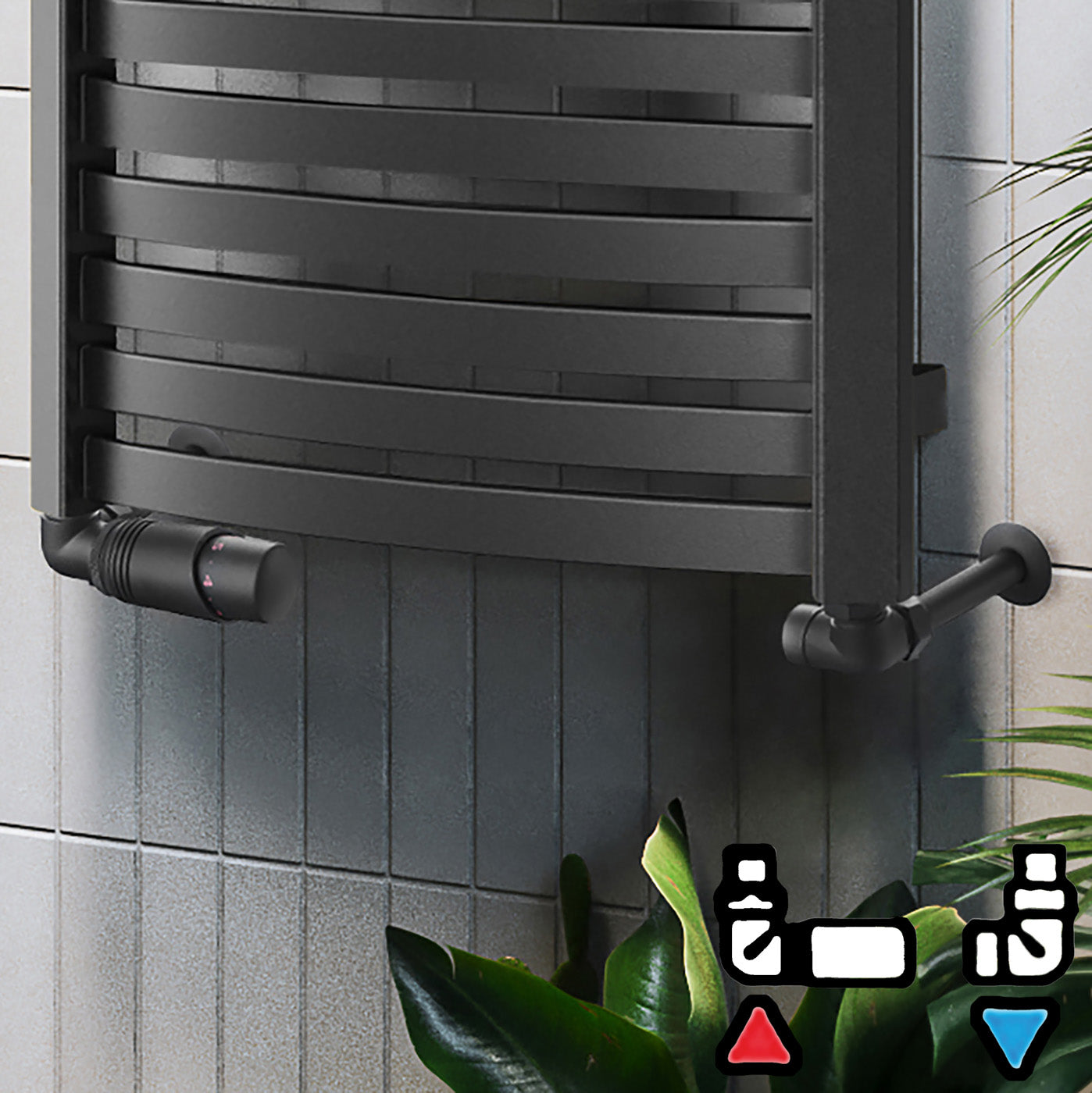 12_Thermostatic-Heated-Towel-Rail-Valves-_TRVs_-_-Pipe-Masking-_presented-on-Radiator_-Heban-Black_-LEFT-SIDED_-3-AXIS-_CORNER_-VISION
