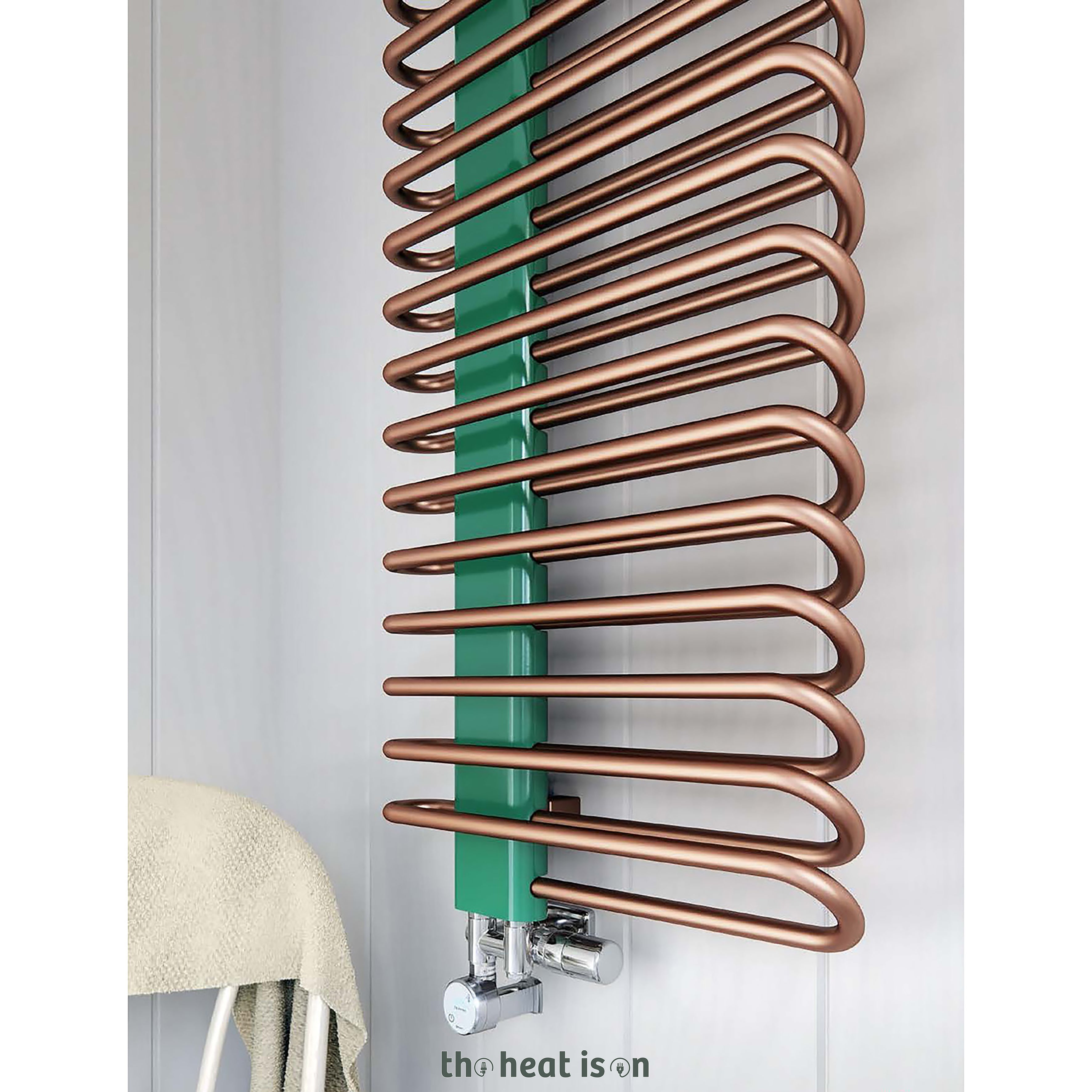 12_terma-michelle-dual-fuel-towel-rail_-1200h-x-500w_mm_-2460-btus_-800w_-bright-copper-_-ral-6029-mint-green-_with-integra-duo-dual-fuel-valve-in-chrome-_-moa-element-in-chrome_-30-6