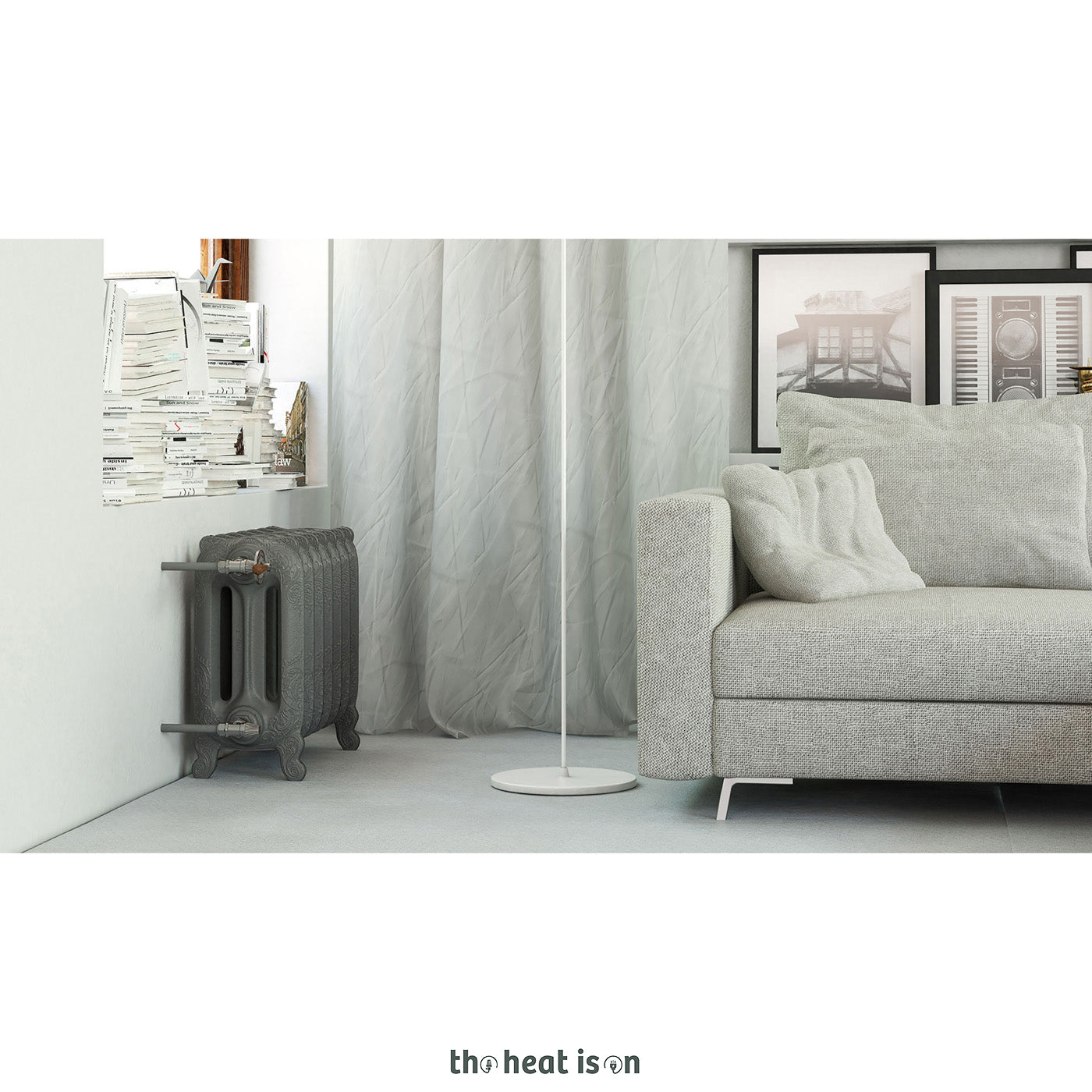 Terma OXFORD, 470h x 606w(mm), 2051 BTUs Horizontal Cast Iron Radiator, Raw Metal