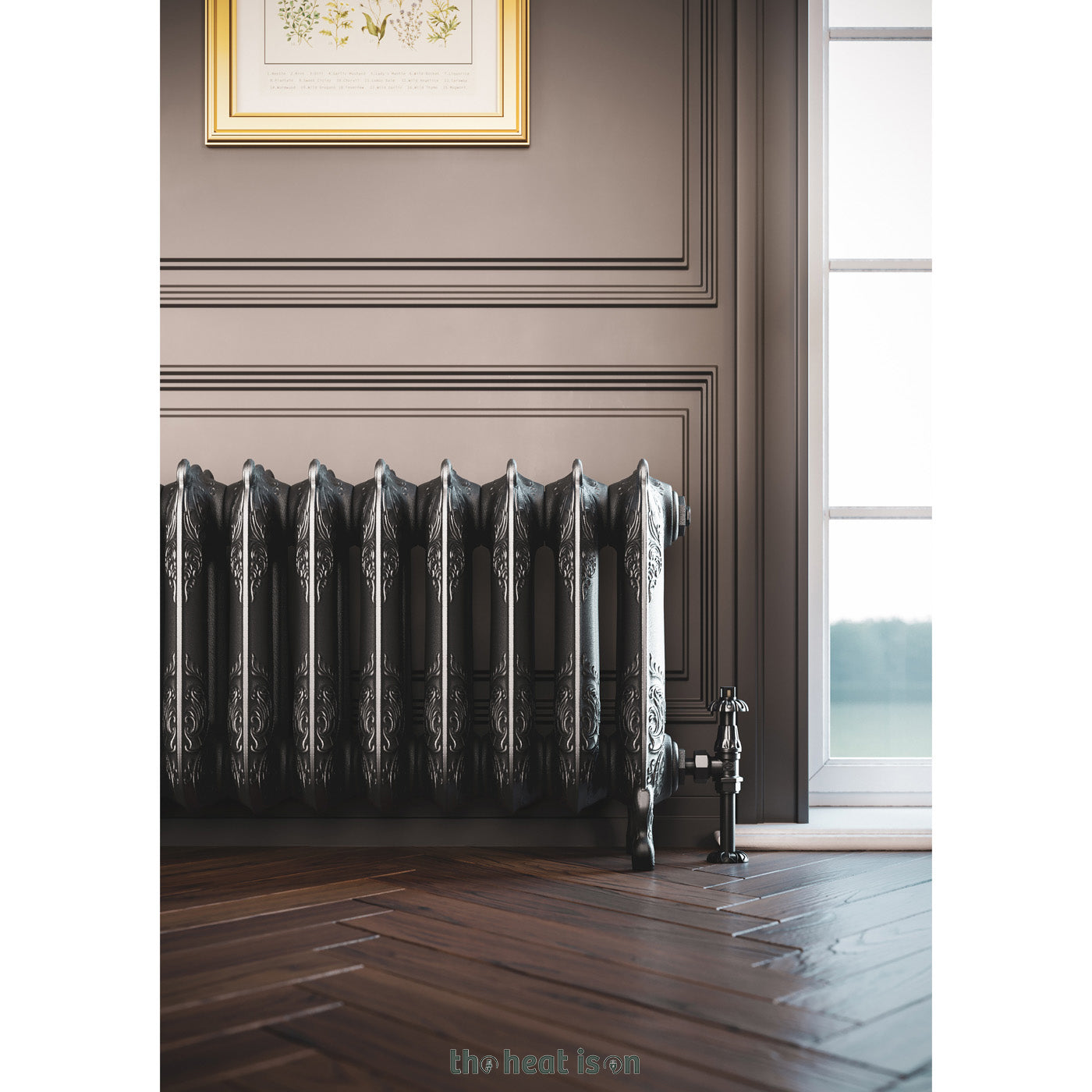 Terma OXFORD, 470h x 852w(mm), 2928 BTUs Horizontal Cast Iron Radiator, Raw Metal