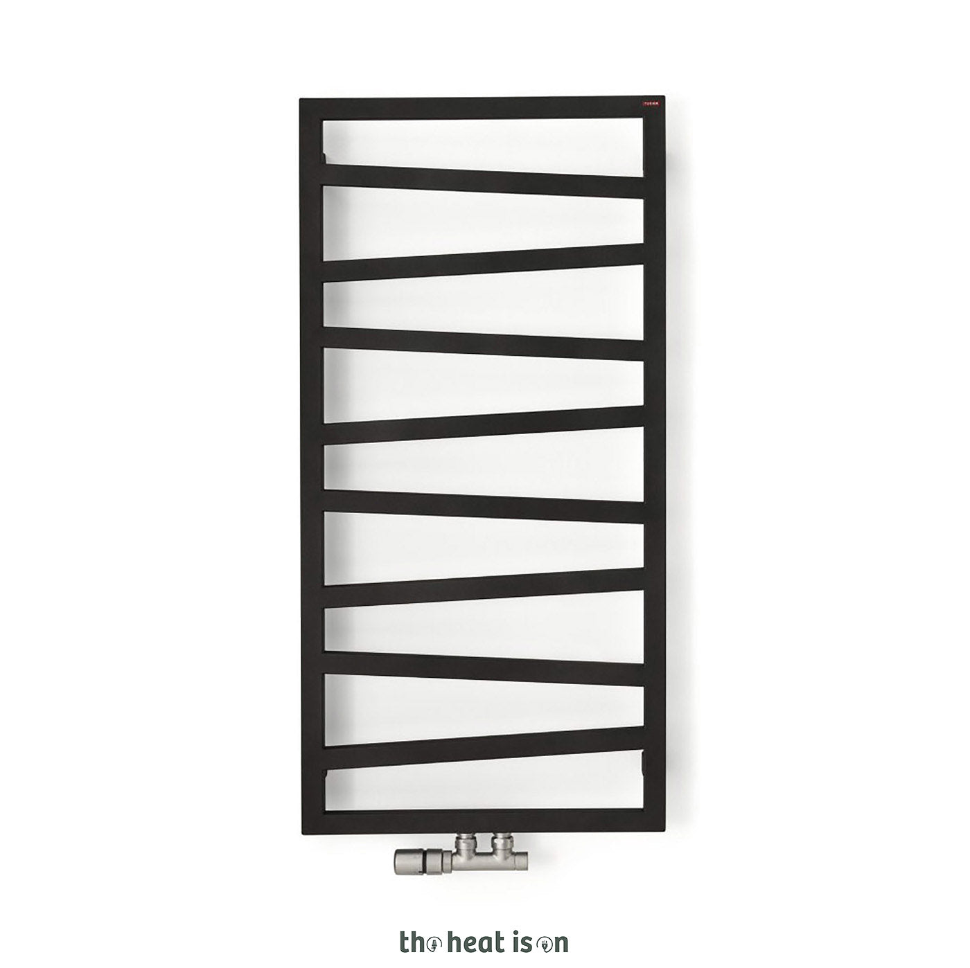 Terma ZIG ZAG, 1070h x 500w(mm), 1385 BTUs Heated Towel Rail, 50mm Central Connections, Metallic Black