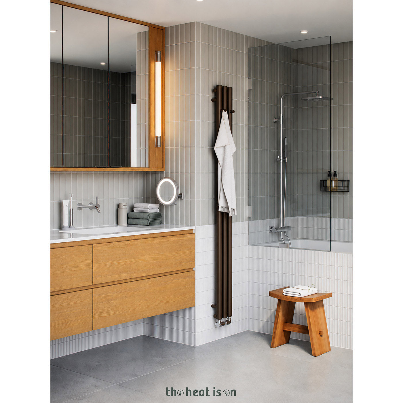 Terma ROLO HANGER, 1800h x 205w(mm), 1616 BTUs Vertical Radiator, Dark Bronze