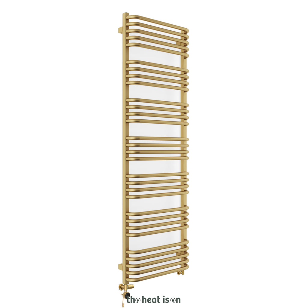 Terma ALEX Dual Fuel Towel Rail, 1580h x 500w(mm), 2706 BTUs/ 800w, Brass (premium wet paint) (with INTEGRA 3 Axis Dual Fuel Valve in Brass & MOA Wi-Fi Element in Brass 30-60¡c)