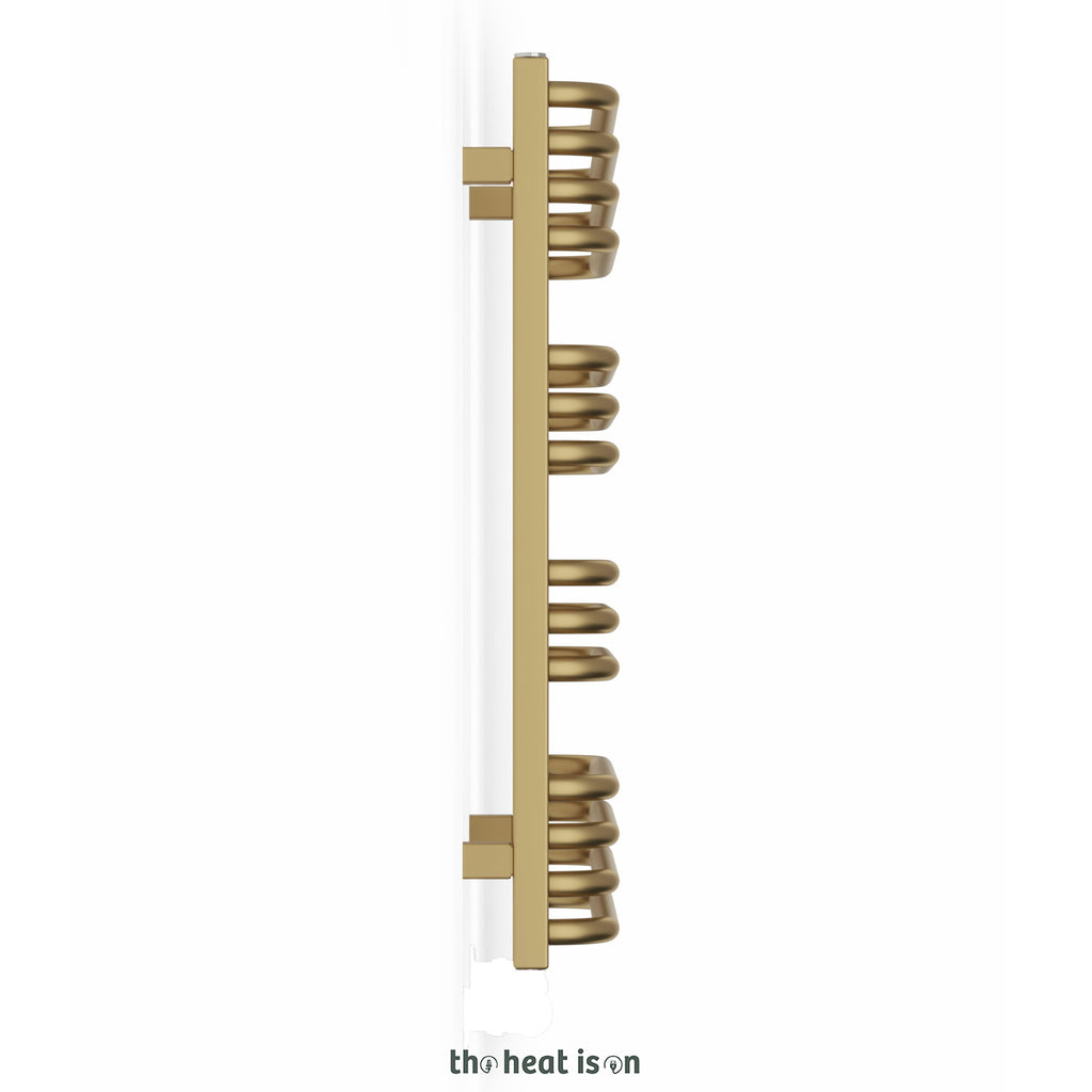 Terma ALEX Dual Fuel Towel Rail, 760h x 500w(mm), 1406 BTUs/ 400w, Brass (premium wet paint) (with INTEGRA 3 Axis Dual Fuel Valve in Brass & MOA Wi-Fi Element in Brass 30-60¡c)