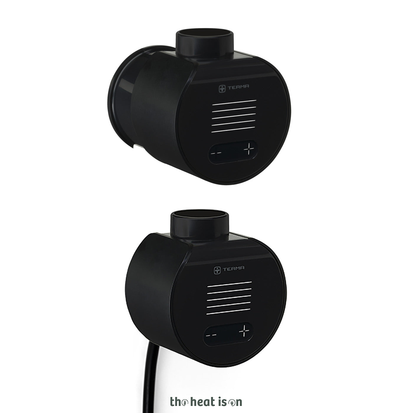Terma RETRO Dual Fuel Towel Rail, 800h x 504w(mm), 717 BTUs/ 200w, Matt Black RAL 9005 (with UNICO Dual Fuel Valve in Matt Black & VEO Black/Black Wi-Fi Element, 30-60°c)