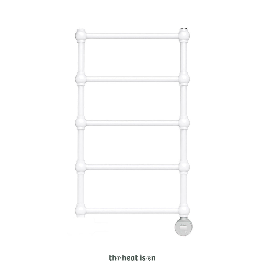 Terma RETRO E, 800h x 504w(mm), 200w Oil Filled Electric Towel Rail,  Matt White RAL 9016  with VEO Heating Element (30x Wi-Fi/manual control settings (15 to 30¡c room temp.), 7 day timer/2 hour drying func., with UK Plug