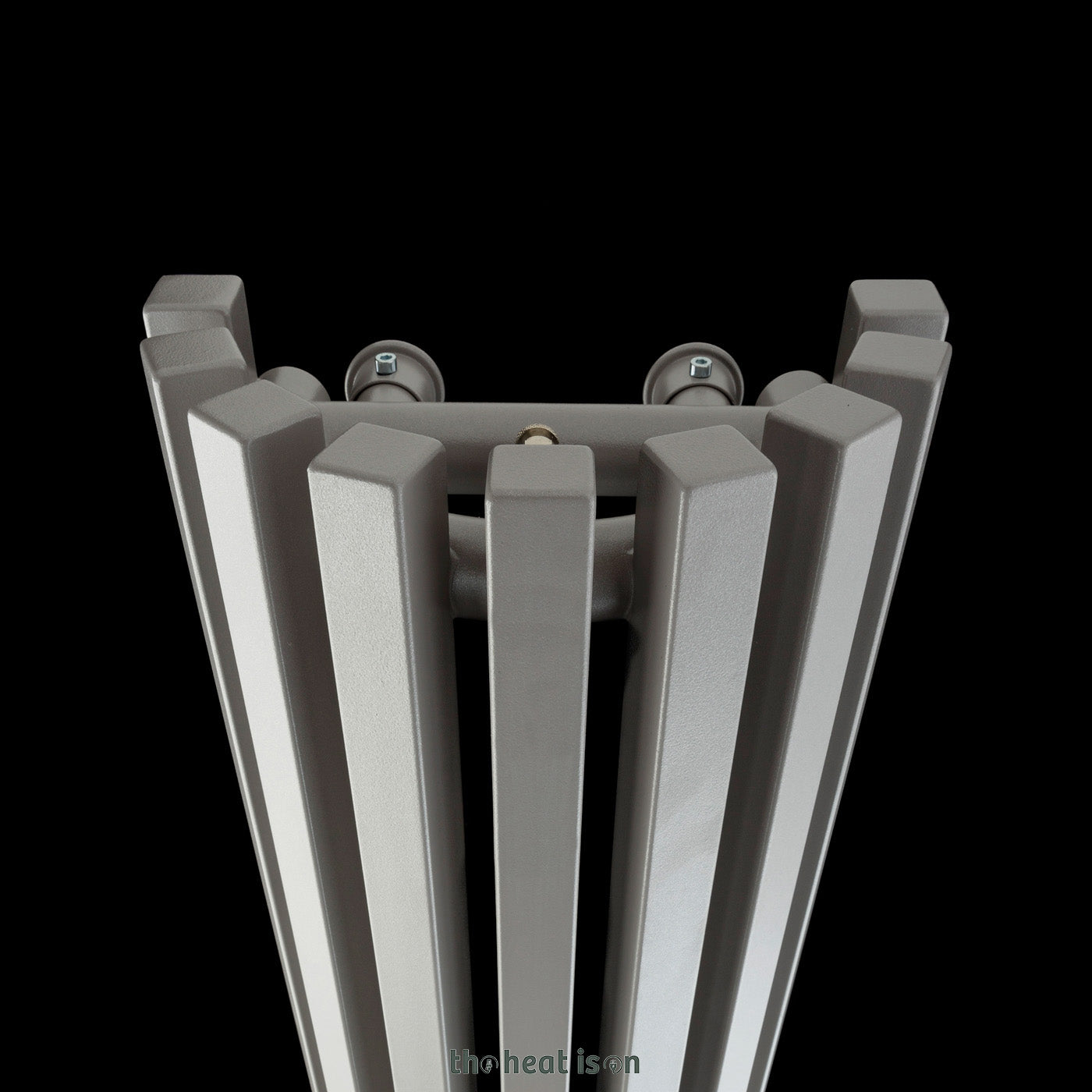 Terma TRIGA AN, 1900h x 280w(mm), 3590 BTUs Half Round Vertical Designer Radiator, Metallic Beige (aka Taupe Grey)