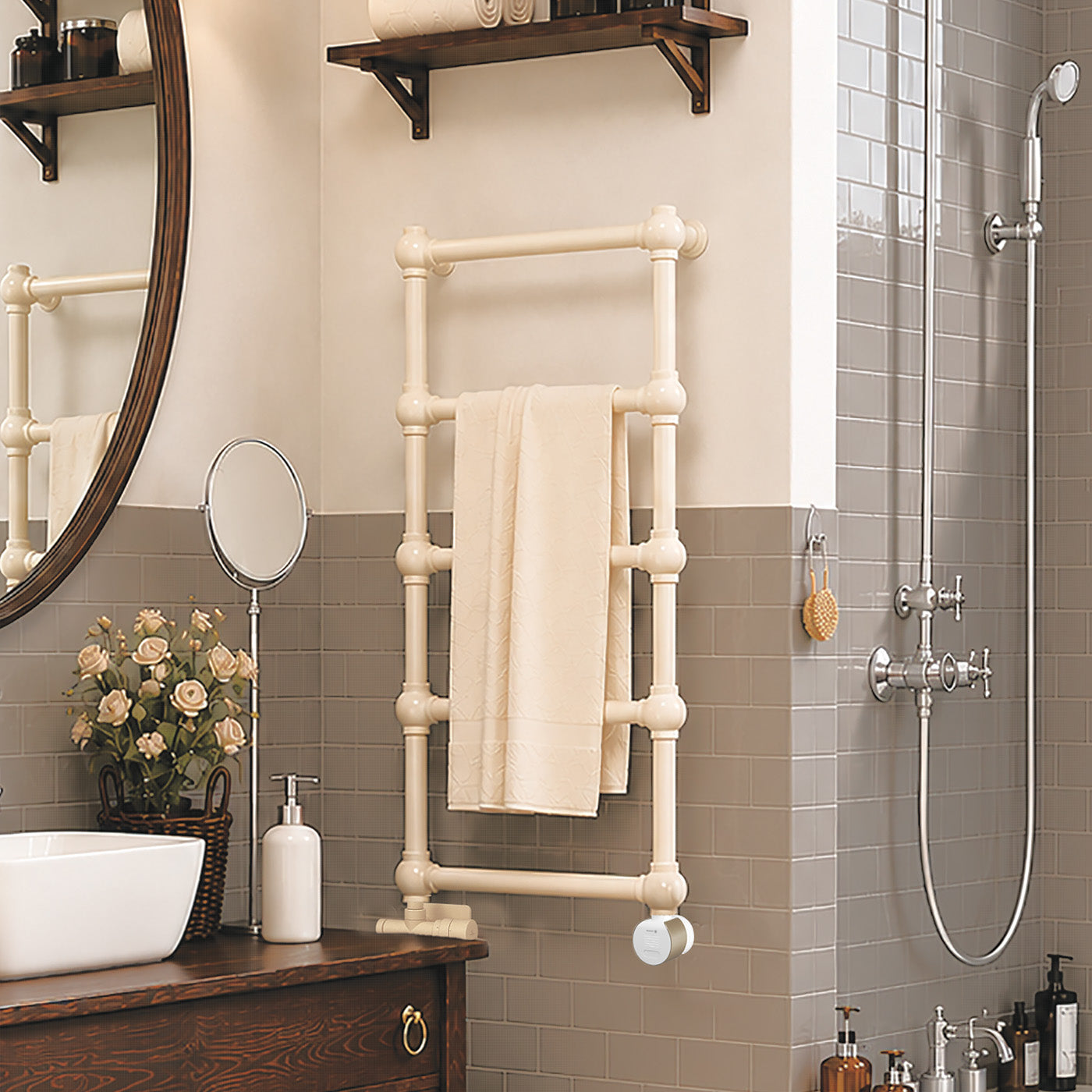 16-terma-retro-dual-fuel-towel-rail-800h-x-504wmm-717-btus-200w-sparkling-cream-with-unico-dual-fuel-valve-in-sparkling-cream-veo-white-champagne-wi-fi-element-30-60-c