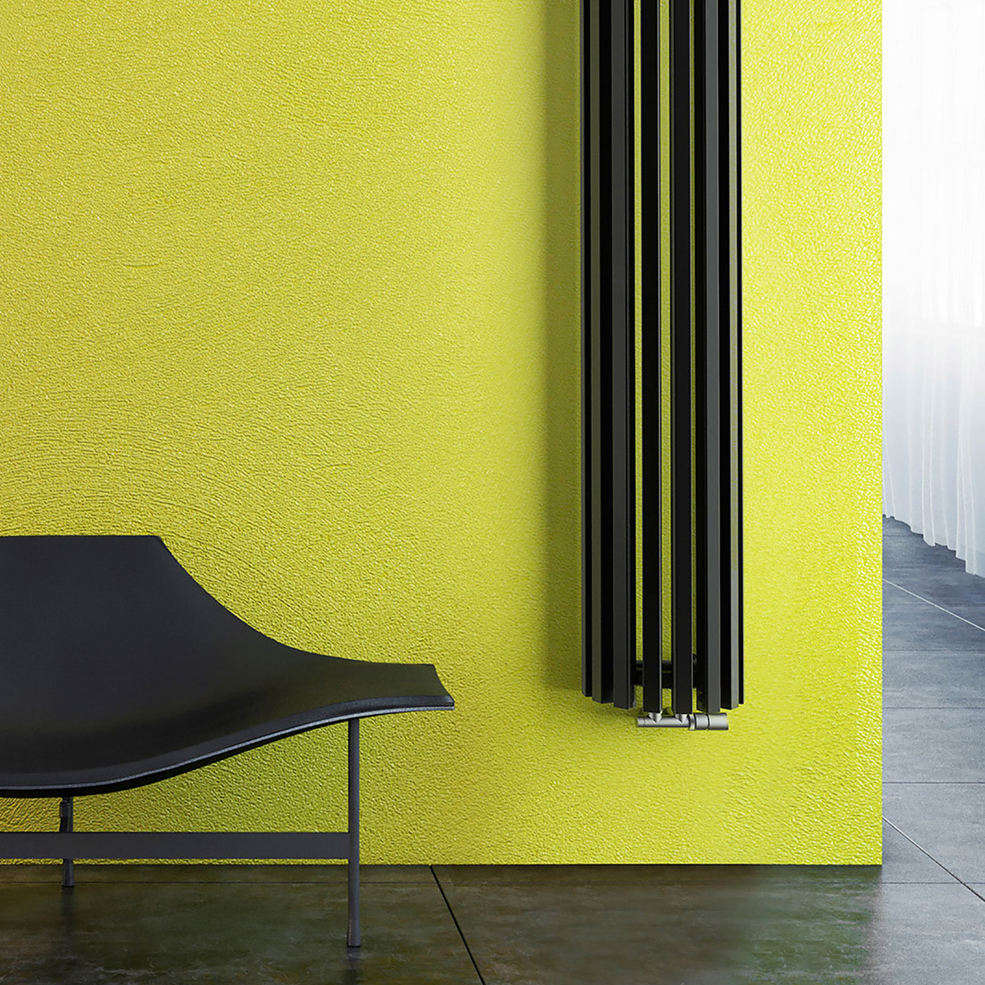 Terma TRIGA AN, 1900h x 280w(mm), 3590 BTUs Half Round Vertical Designer Radiator, Heban Black