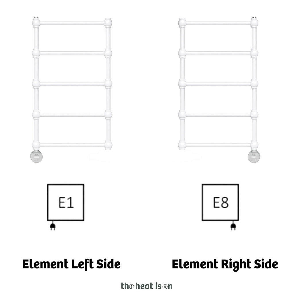 Terma RETRO E, 800h x 504w(mm), 200w Oil Filled Electric Towel Rail,  Matt White RAL 9016  with VEO Heating Element (30x Wi-Fi/manual control settings (15 to 30¡c room temp.), 7 day timer/2 hour drying func., with UK Plug