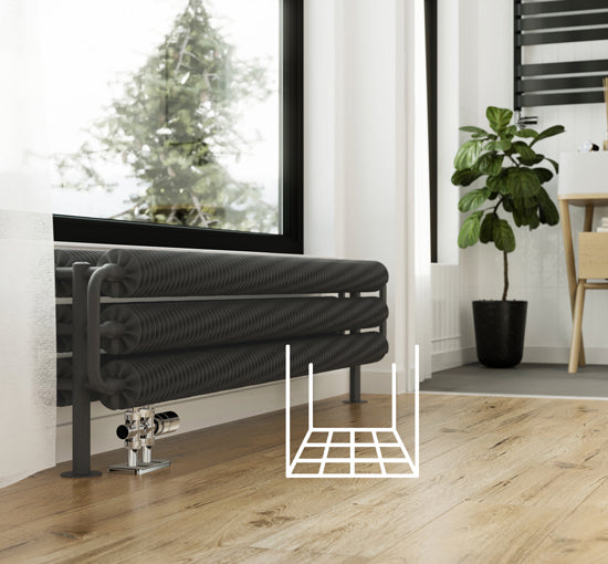 floor-standing coiled radiators with sculptural architectural design