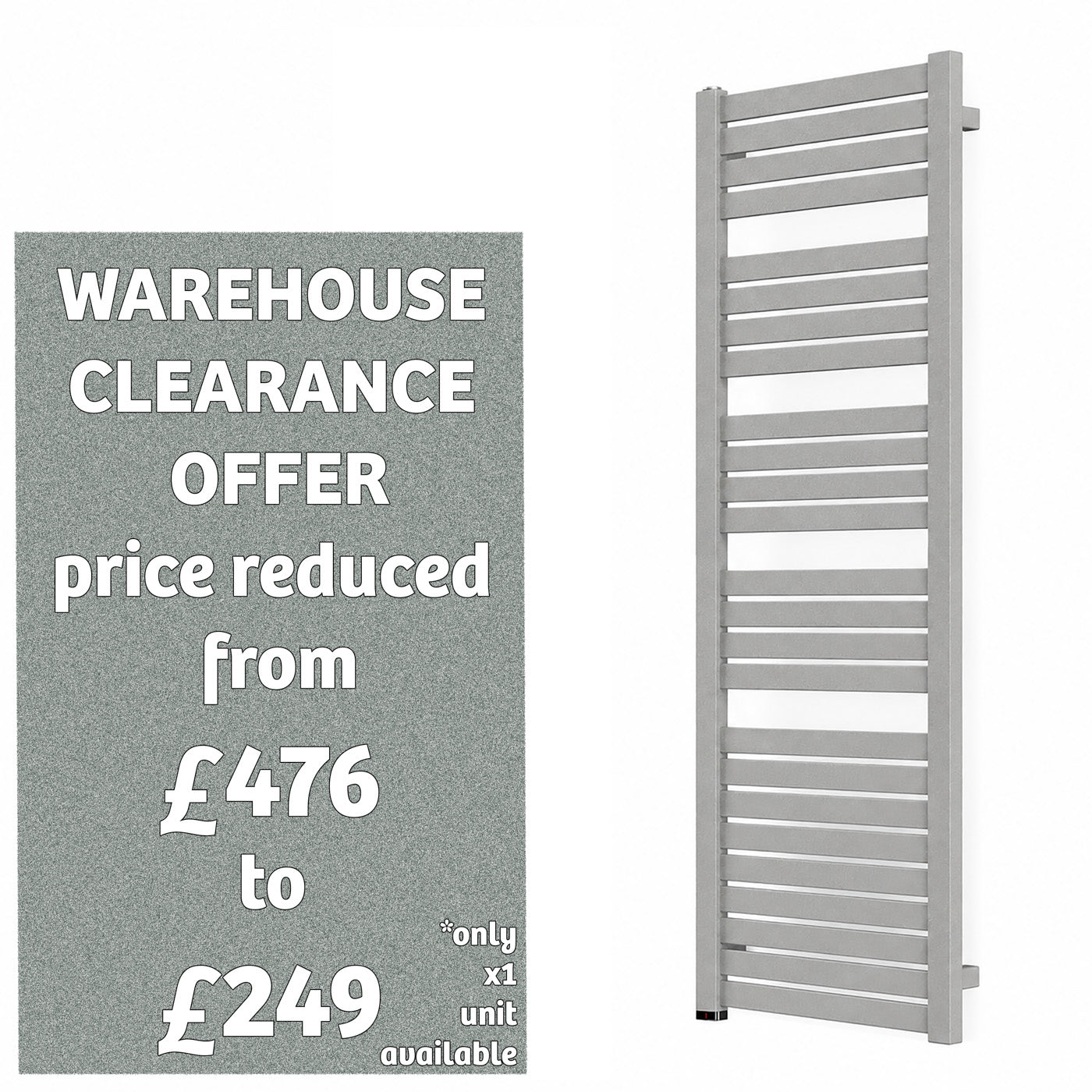 Terma MANTIS ONE, 1560h x 440w(mm), 800w  Electric Towel Rail, RAL 9005 Salt n Pepper (with Internal ONE Element (manual/optional IR controllable), 45/60°c)