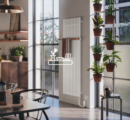 electric radiators with optional wooden shelves for added style