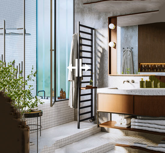 room-dividing electric towel rails – creative bathroom design