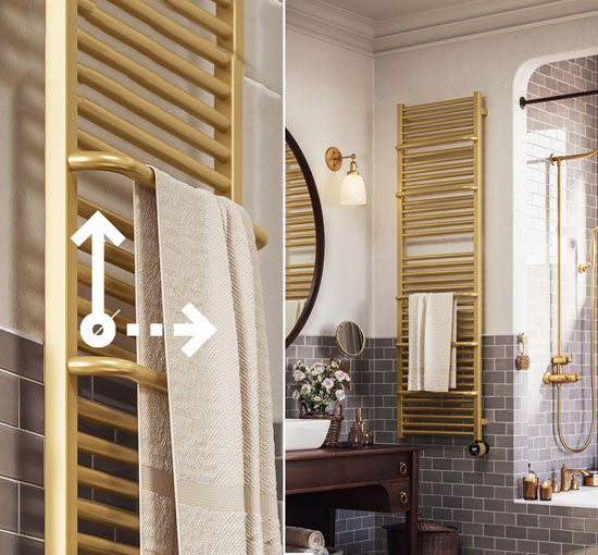 electric towel rails with projected bars – easy towel access
