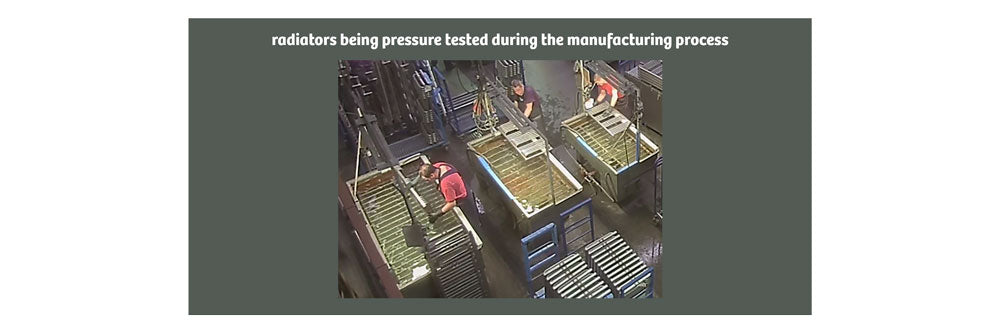 Radiators being pressure tested during manufacturing process
